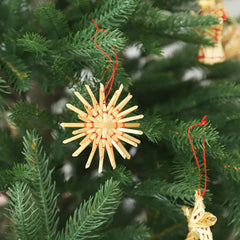 Salcar 56-teiliges Weihnachtsbaumschmuck aus Stroh – Handgefertigtes Strohsterne Set, natürliche Christbaum Anhänger aus 100 % Stroh für nachhaltige Weihnachtsdekoration