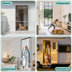 Sekey Magnet Fliegengitter für Balkontür – Zuschneidbar, Insektenschutz ohne Bohren, mit 4 cm Klettband & Doppelnähten, Schwarz – Ideal für Balkon, Terrasse & Schlafzimmer Sekey
