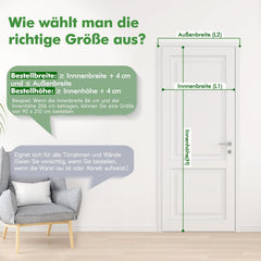 Sekey Fliegengitter Tür, Zuschneidbar & Selbstklebend, Magnetverschluss ohne Bohren, Insektenschutz für Balkon-, Terrassen- & Zimmertüren, Grau Sekey