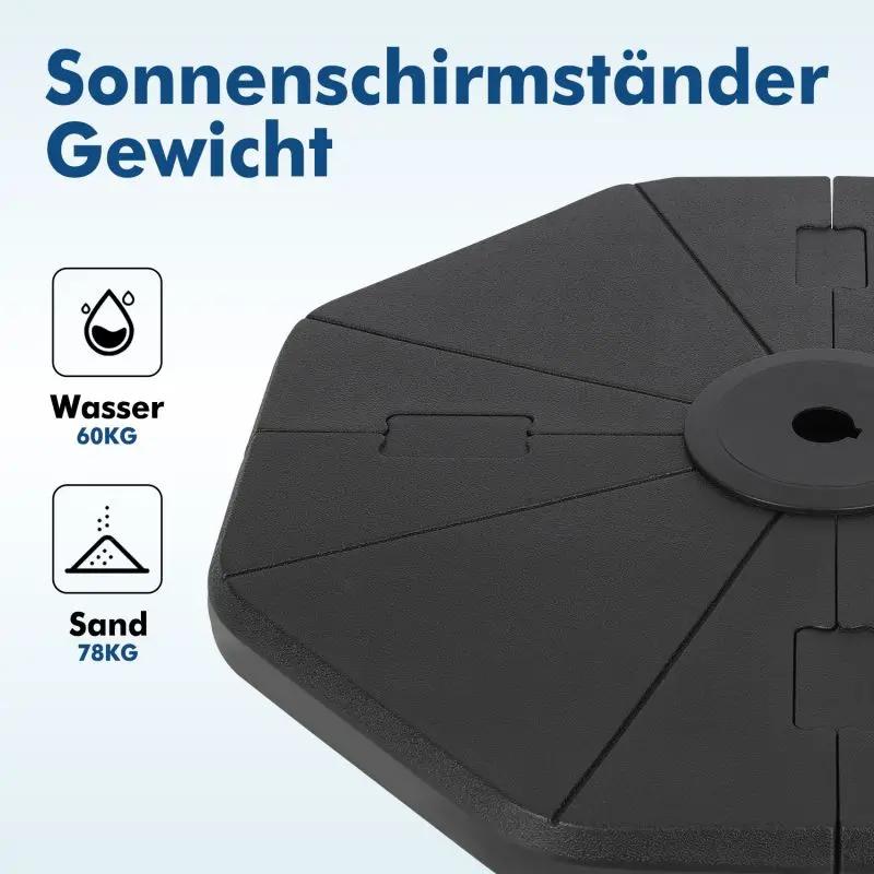 Sekey 4-teilig Schirmgewicht für Ampelschirm, befüllbar bis 78 kg Sekey