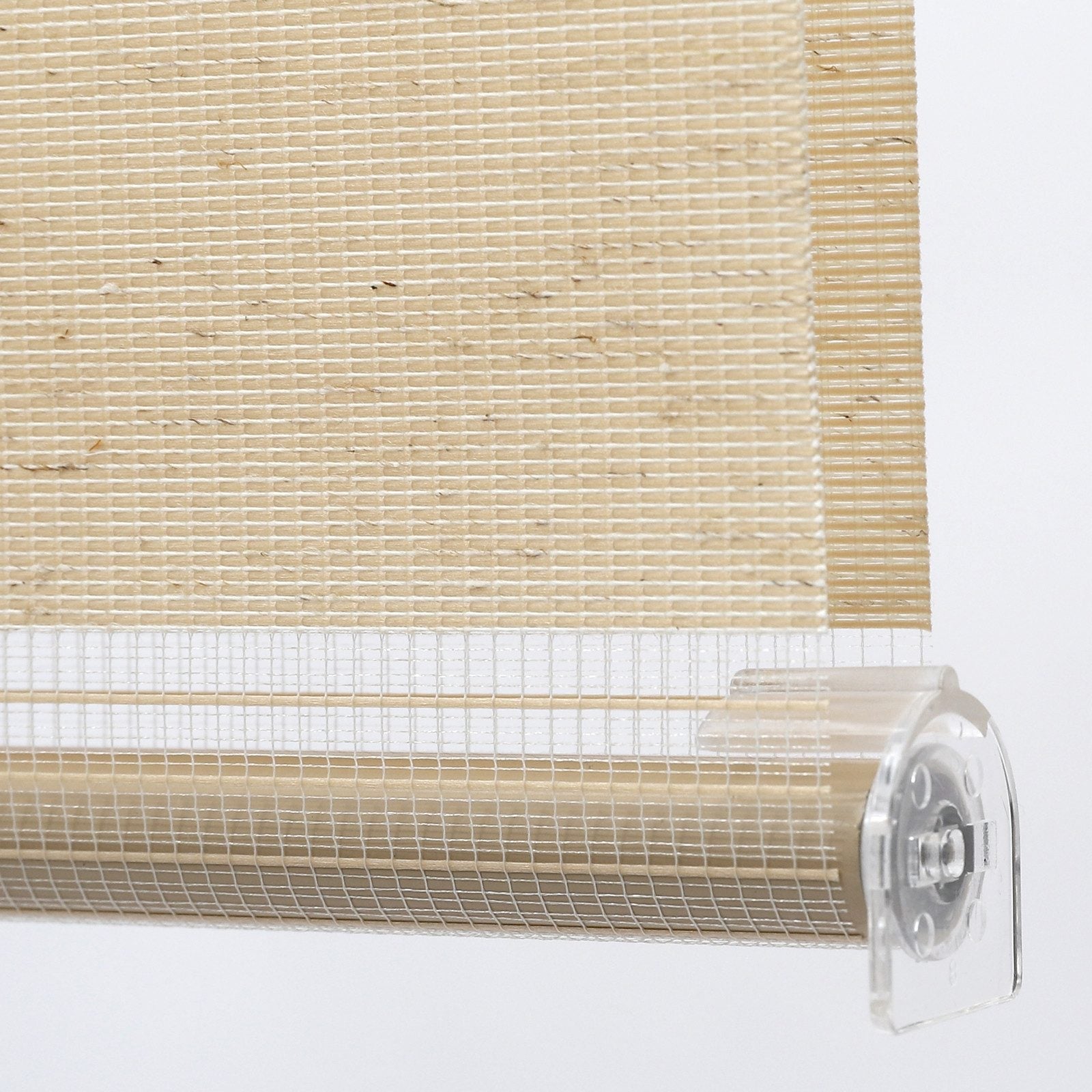 Sekey Doppelrollo - Klemmfix Duo Rollo ohne Bohren, Fensterrollo Jalousie, Sicht- & Sonnenschutz, Gelbleinen Sekey