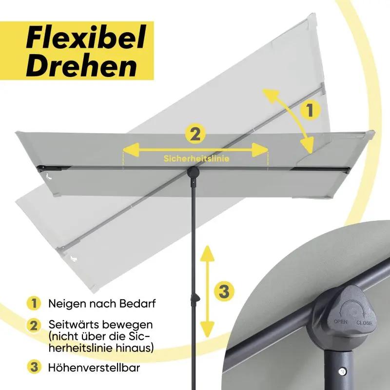 Sekey 180 x 130 cm Balkonschirm Rechteckig, Individuell Verstellbar, Sonnenschutz UV50+ Sekey