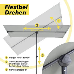 Sekey 180 x 130 cm Balkonschirm Rechteckig, Individuell Verstellbar, Sonnenschutz UV50+ Sekey