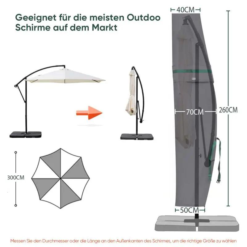 Sekey 260 x 40/70/50 cm Schutzhülle für 300 cm Ampelschirm, aus Polyester-Gewebe Sekey