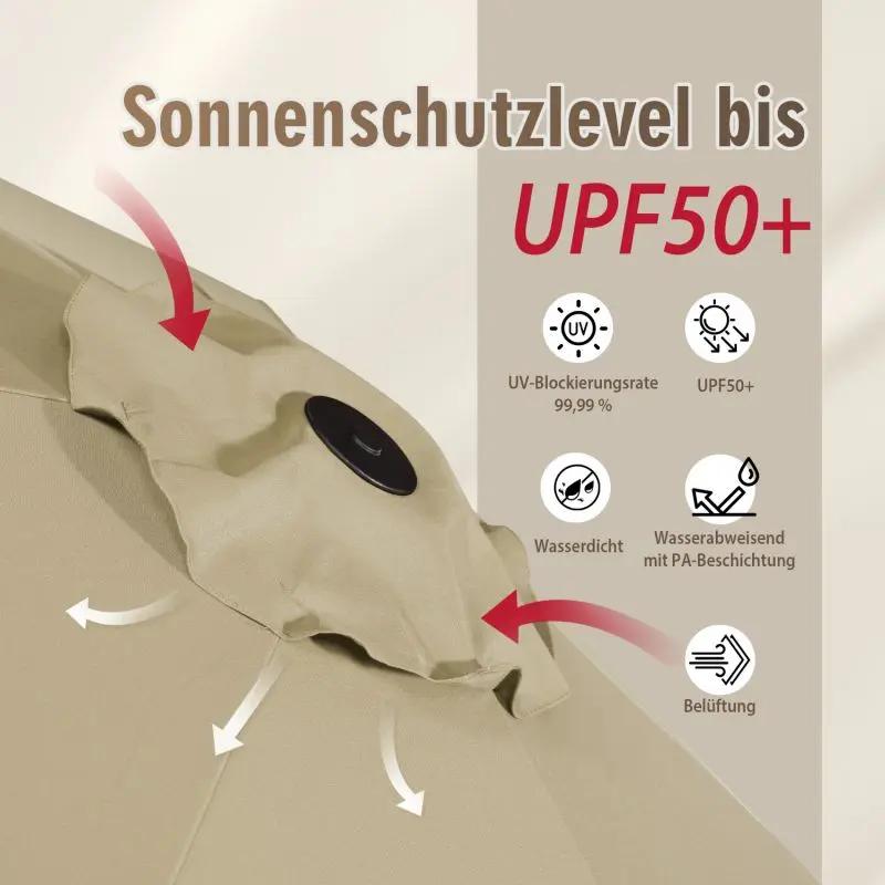 Sekey 220 × 400 cm Doppelsonnenschirm mit Kurbel, UV50+ Sekey