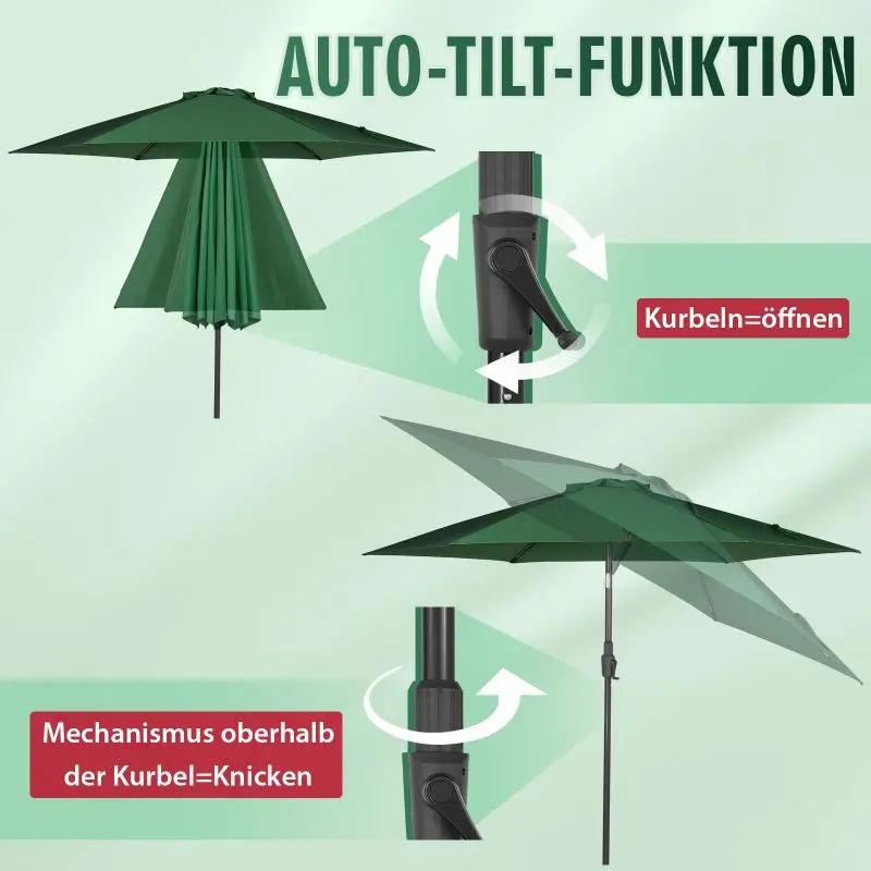Sekey 270cm Sonnenschirm mit Kurbel, Knickbar im Sitzen, Sonnenschutz UV50+ Sekey