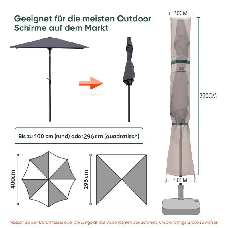 Sekey 220 x 30/50 cm Schutzhülle für 400 cm Sonnenschirm, aus Polyester-Gewebe Sekey