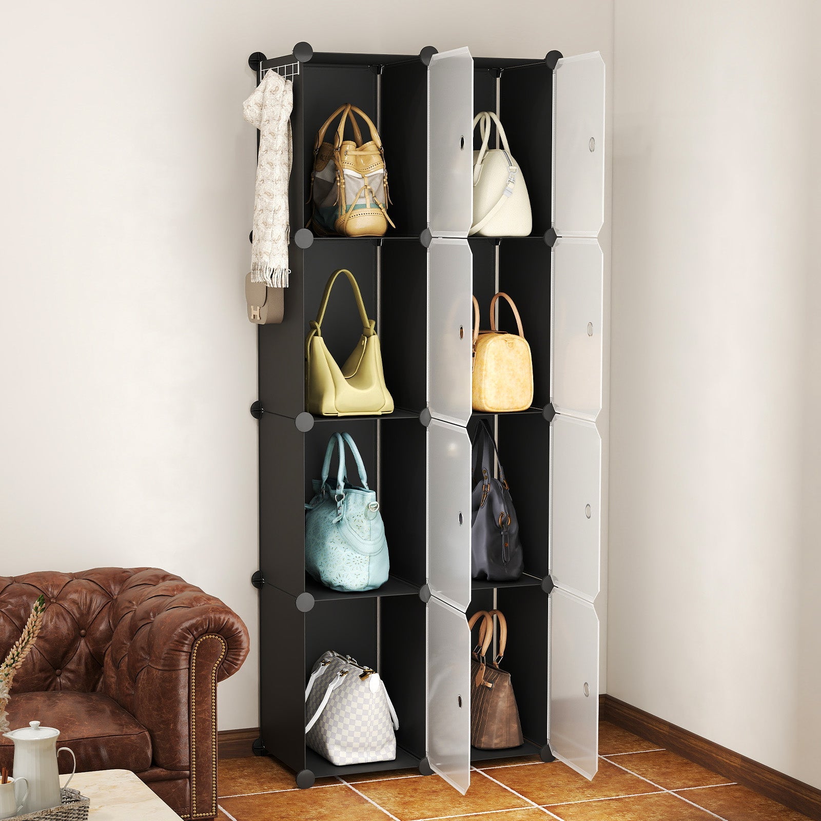 Sekey Schuhschrank Schwarz – Modulares Stecksystem, stabil & platzsparend, ideal für Flur & Kleiderschrank Sekey