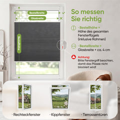 Salcar Wabenplissee Anthrazit ohne Bohren – Verdunkelungsplissee Thermo Doppelplissee Klemmfix für Fenster & Türen, Up & Down Plissee mit Hitze- und Schallschutz