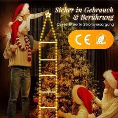 Salcar 3 m LED Leiter Lichterkette Außen, Warmweiß Weihnachtsbeleuchtung mit 8 Modi, Timer & Speicher, Wasserdicht Deko für Garten, Balkon, Tür & Treppe Salcar