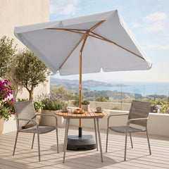 Sekey Sonnenschirm Balkon 200x125 cm rechteckig in Holzoptik – höhenverstellbar, neigbar mit Aluminium-Drehgelenk, UV50+ Polyester, Push-Up-System für Balkon, Terrasse & Garten