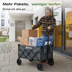 Sekey Bollerwagen Faltbar 120L – bis 100kg belastbar, Geländetauglicher Handwagen mit Bremse & verstellbarer Zugstange (83–103 cm), klappbar & kompakt für Camping, Einkauf & Transport, 4029 Pro, 4030
