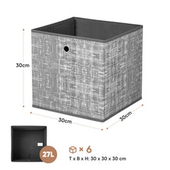 Sekey Aufbewahrungsboxen 6er Set Faltbare Stoffboxen 30 × 30 × 30 cm, stabil & vielseitig für Regale und Schränke