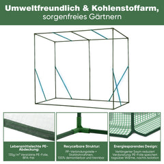 Sekey Tomatengewächshaus 200 x 170 x 77 cm Begehbares Folien-Gewächshaus für Balkon & Garten, stabil, winterfest & UV-beständig, Grün Sekey