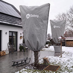Sekey Winterschutzhauben für Pflanzen mit Reißverschluss & Zugband – Frostschutz aus 80 g/m² Vlies, 5 Größen, Beige, Grau & Weiß, 3er-Set