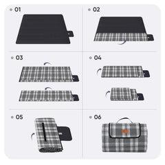 Sekey XXL Picknickdecke 200x200 cm – Waschbare & Schmutzabweisende Camping- und Stranddecke, Faltbar & Gepolstert für Outdoor, Park & Garten Sekey