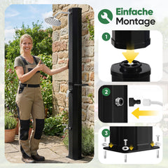 Sekey Gartendusche, Solardusche 40L / 60L Gartendusche mit Regenduschkopf & Fußdusche – bis 60°C, ohne Strom für Garten, Pool & Camping