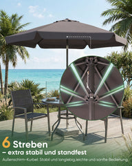 Sekey Sonnenschirm Ø200 cm rund mit Kurbel & Knickfunktion – Balkon Sonnenschirm UV50+, wetterfest & stabil für Terrasse, Garten & Camping