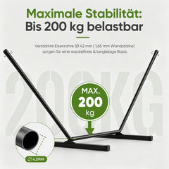 Sekey Hängemattengestell mit Doppelhängematte – Hängematte mit Gestell für 2 Personen, mit Kissen, bis 200 kg belastbar, für Garten, Balkon & Outdoor