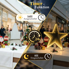 Salcar LED Infinity Weihnachtsstern 37 cm – 3D Sternbeleuchtung mit 80 warmweißen LEDs