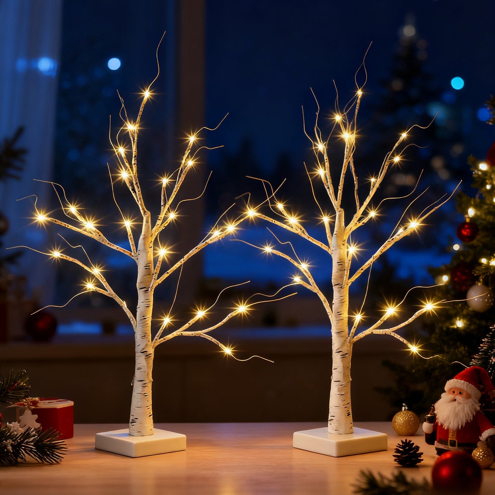Salcar LED Lichterbaum 60 cm, Birke mit 24 warmweißen LEDs, USB/Batteriebetrieben, Weihnachts- und Partydeko für Zuhause, Geburtstag, Hochzeit, Innendekoration Salcar