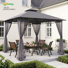 Sekey Pavillon 3x3m Wasserdicht Stabil Winterfest mit 4 Moskitonetzen – Gartenpavillon mit UV-Schutz 50+, Metallrahmen, Partyzelt für Garten, Terrasse, Hof, Events & Camping