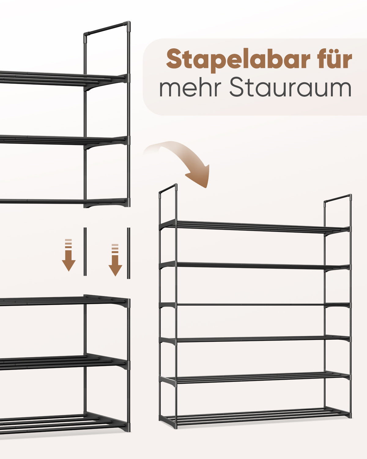 Sekey 6-stöckiges Schuhregal aus Metall – Großes Fassungsvermögen & platzsparende Aufbewahrung für alle Schuharten SEKEYMALL