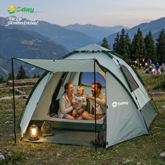 Sekey 2-Personen Campingzelt mit Hydraulik Pop-up System – Wurfzelt wasserdicht PU3000+, UV50+ Schutz, 2-in-1 Kuppelzelt mit Vorzelt & Markise für Outdoor & Familie