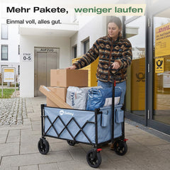 Sekey Bollerwagen Faltbar 120L – bis 100kg belastbar, Geländetauglicher Handwagen mit Bremse & verstellbarer Zugstange (83–103 cm), klappbar & kompakt für Camping, Einkauf & Transport, 4029 Pro, 4030