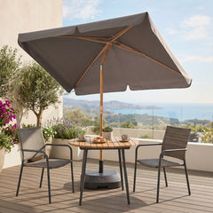 Sekey Sonnenschirm Balkon 200x125 cm rechteckig in Holzoptik – höhenverstellbar, neigbar mit Aluminium-Drehgelenk, UV50+ Polyester, Push-Up-System für Balkon, Terrasse & Garten