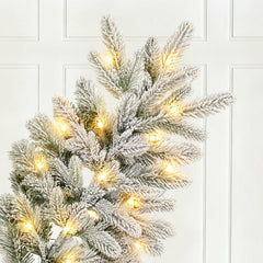Salcar Halb-Weihnachtsbaum mit LED & Schnee 180/210 cm – Künstlicher Christbaum aus 100 % PE
