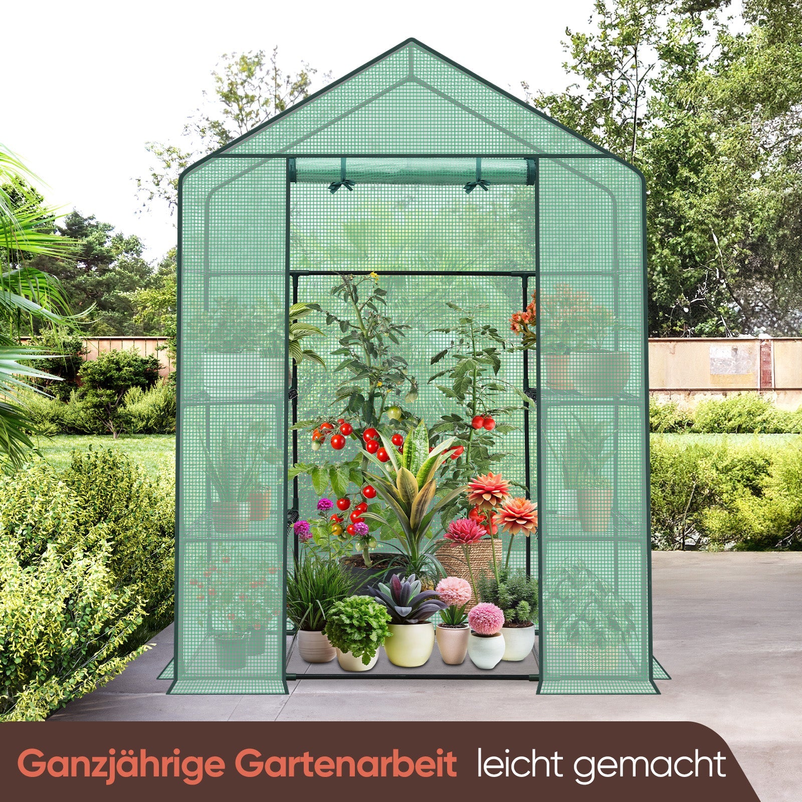 Sekey XL Foliengewächshaus 200×145×75 cm Stabiles Balkon-Gewächshaus mit 4 Regalböden für gesundes Pflanzenwachstum Sekey