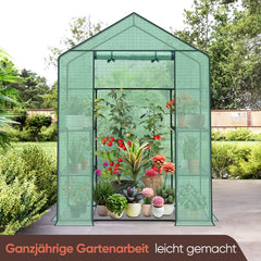 Sekey XL Foliengewächshaus 200×145×75 cm Stabiles Balkon-Gewächshaus mit 4 Regalböden für gesundes Pflanzenwachstum Sekey