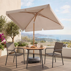 Sekey Sonnenschirm Balkon 200x125 cm rechteckig in Holzoptik – höhenverstellbar, neigbar mit Aluminium-Drehgelenk, UV50+ Polyester, Push-Up-System für Balkon, Terrasse & Garten
