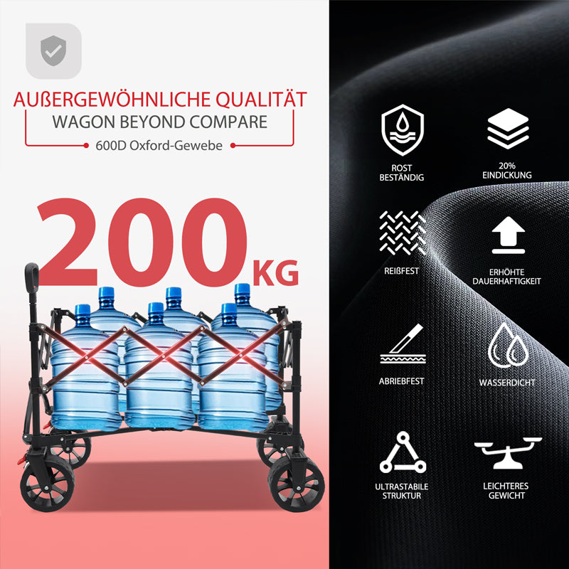 Sunula Faltbarer Bollerwagen 3026 mit Allwetterrädern, 300 L Volumen, 149 kg Tragkraft – Robuster Transportwagen für Strand, Camping, Garten & Einkauf SEKEYMALL
