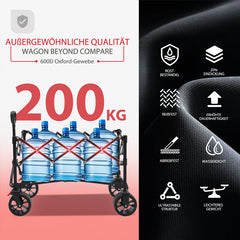 Sunula Faltbarer Bollerwagen 3026 mit Allwetterrädern, 300 L Volumen, 149 kg Tragkraft – Robuster Transportwagen für Strand, Camping, Garten & Einkauf SEKEYMALL