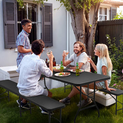 Sekey 3-tlg. Bierzeltgarnitur 180 cm – Klappbares Gartenmöbel-Set mit Tisch & 2 Bänken, Wetterfest & Tragbar für Garten, Balkon & Camping Sekey