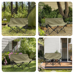 Sunula Faltbarer Campingsofa für 2 Personen, Tragbarer Campingstuhl bis 150 kg, Mit Armlehne und Tragetasche, Outdoor-Faltstuhl, Ideal für Picknick, Camping, Garten, Balkon, Angeln Sekey