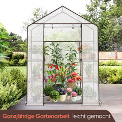 Sekey XL Foliengewächshaus 200×145×75 cm Stabiles Balkon-Gewächshaus mit 4 Regalböden für gesundes Pflanzenwachstum Sekey