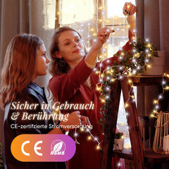 Salcar LED Lichterkette Außen, Warmweiß & Kaltweiß, 14 Modi, Timer & Memory, IP44 Wasserdicht, Weihnachtsbeleuchtung für Garten, Balkon, Party, Hochzeit Salcar