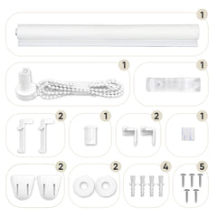 Sekey Klemmfix Seitenzugrollo in Leinenoptik Weiß – Lichtdurchlässiges Rollo ohne Bohren mit Klemmträgern & Schraubmontage, Uni Fensterrollo aus Papier-Polyester-Stoff
