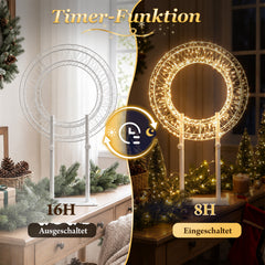 Salcar LED Lichterkranz 3D Metall – Weihnachtskranz mit warmweißen LEDs, Timer und 8 Lichtmodi