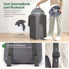 Sekey Pfandflaschen Sammelbehälter 100L mit Rucksack-Innenbeutel, Flaschenkorb für Leergut & Dosen, Faltbarer Pfandflaschenkorb mit Einwurföffnung, Flaschensammler für Küche, Keller & Recycling