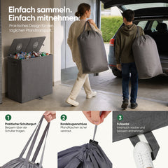 Sekey Pfandflaschen Sammelbehälter 160L mit 2 Innenbeuteln, Großer Flaschenkorb für Leergut & Dosen, Pfandsammler mit Doppel-Einwurföffnung und Schultergurten, Recycling Aufbewahrung für Küche, Keller & Garage