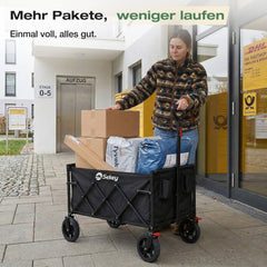 Sekey Bollerwagen Faltbar 120L – bis 100kg belastbar, Geländetauglicher Handwagen mit Bremse & verstellbarer Zugstange (83–103 cm), klappbar & kompakt für Camping, Einkauf & Transport, 4029 Pro, 4030