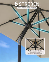 Sunula Sonnenschirm Rechteckig mit Kurbelsystem – stabiler 38 mm Stahlrohr Gartenschirm mit Neigefunktion, UV-Schutz Marktschirm für Balkon, Terrasse & Garten