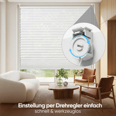 Sekey Klemmfix Plissee ohne Bohren – freihängend, verstellbare Spannung, 1,5 cm Alu-Schiene, Muster