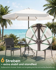 Sekey Sonnenschirm Ø200 cm rund mit Kurbel & Knickfunktion – Balkon Sonnenschirm UV50+, wetterfest & stabil für Terrasse, Garten & Camping