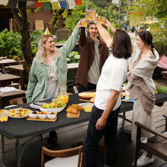 Sekey Klapptisch Gartentisch klappbar – Rattan-Optik/Glatt, wetterfest & tragbar, ideal für Balkon, Garten & Party Sekey