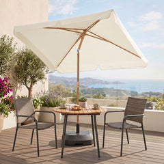 Sekey Sonnenschirm Balkon 200x125 cm rechteckig in Holzoptik – höhenverstellbar, neigbar mit Aluminium-Drehgelenk, UV50+ Polyester, Push-Up-System für Balkon, Terrasse & Garten